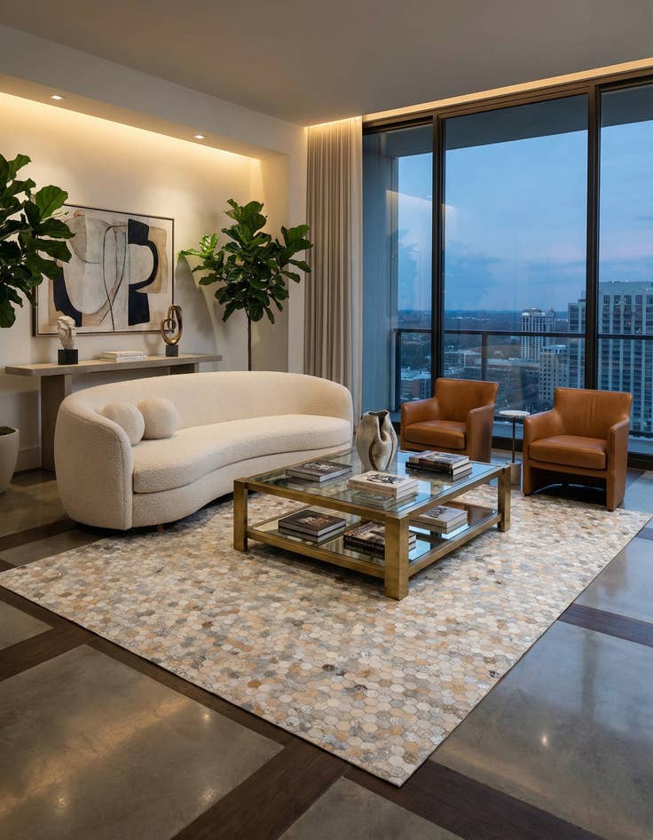 Detail image of  8' 2 x 10' Cowhide Leather Rug