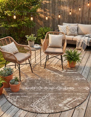 4' x 4' Easy-Clean Bohemian Indoor / Outdoor Round Rug