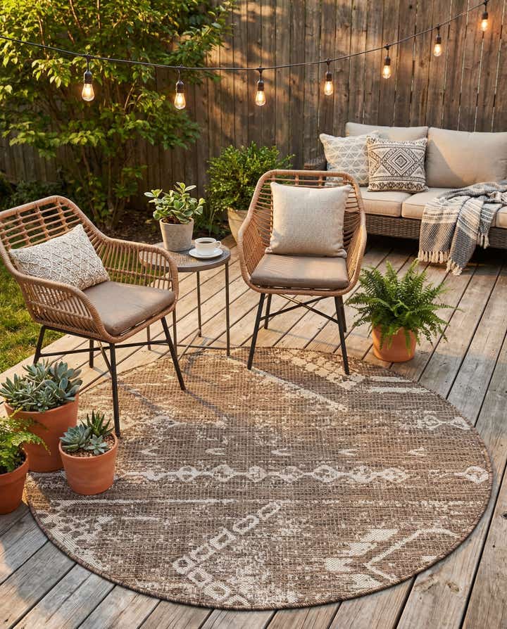4' x 4' Easy-Clean Bohemian Indoor / Outdoor Round Rug