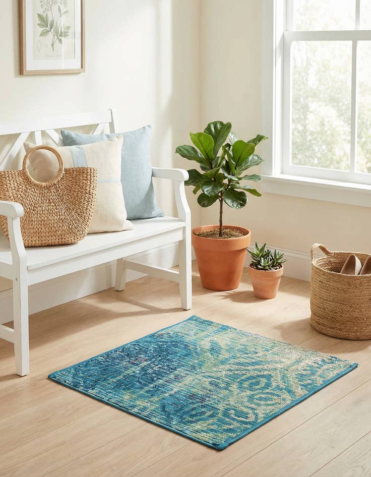 Detail image of  1' 4 x 1' 4  Washable Coastal Indoor / Outdoor Sample Rug