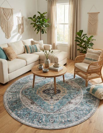 7' 10 x 7' 10 Washable Yara Round Rug