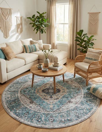 7' 10 x 7' 10 Washable Yara Round Rug