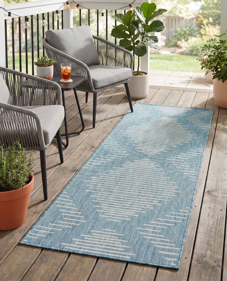 Detail image of 2' x 4' Easy-Clean Modern Indoor / Outdoor Runner Rug