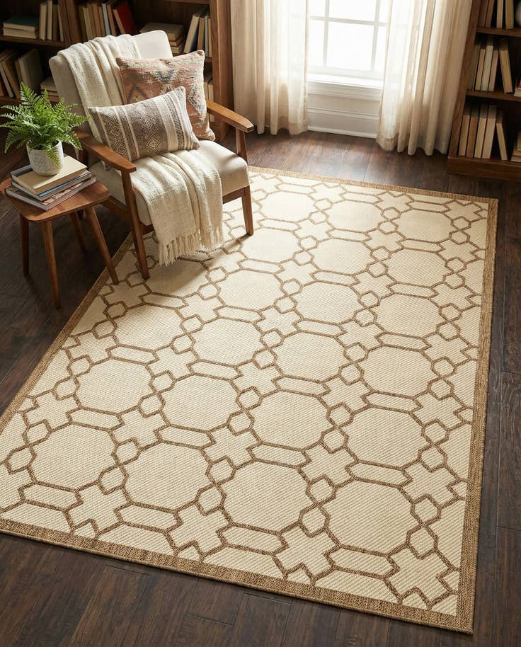 Detail image of 6' x 9' Easy-Clean Trellis Indoor / Outdoor Rug