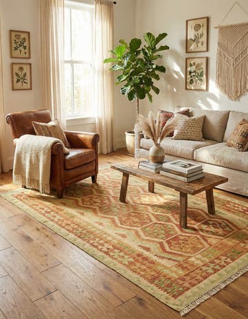 4' 10 x 6' 6 Hand Woven Kilim Waziri Wool Rug