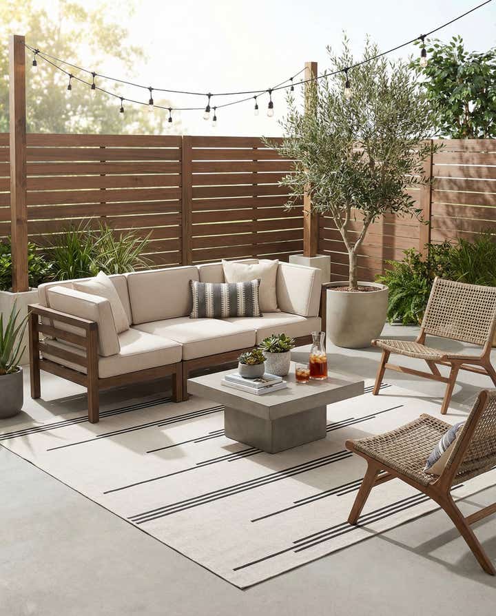 7' 10 x 7' 10 Easy-Clean Modern Indoor / Outdoor Square Rug