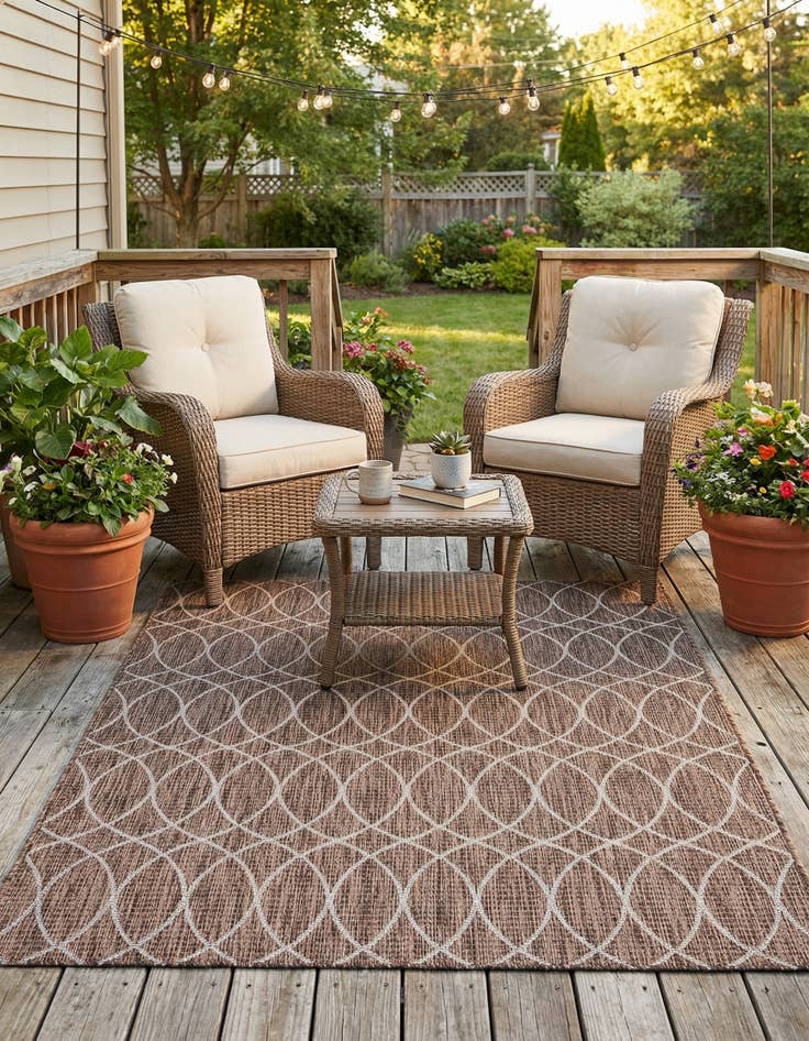 Detail image of  5' 3 x 8'  Washable Lattice Indoor / Outdoor Rug