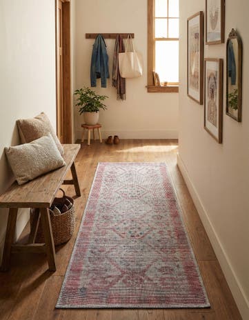 Rust red and Beige Washable Sisu Runner Rug