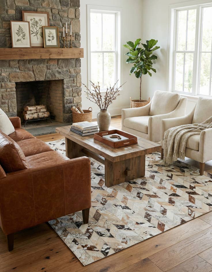 Detail image of 5' x 8' Cowhide Leather Rug