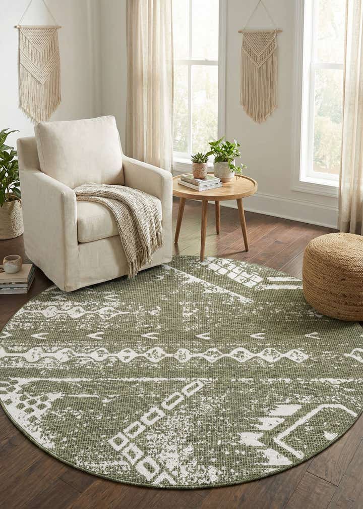 6' x 6' Easy-Clean Bohemian Indoor / Outdoor Round Rug
