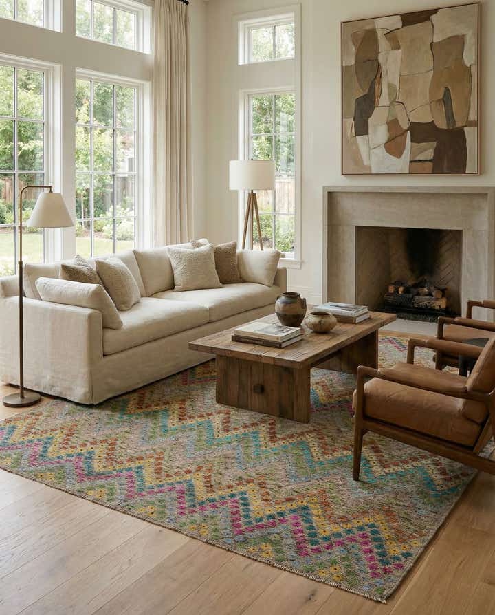 7' 3 x 9' 4 Hand Woven Kilim Modern Wool Rug