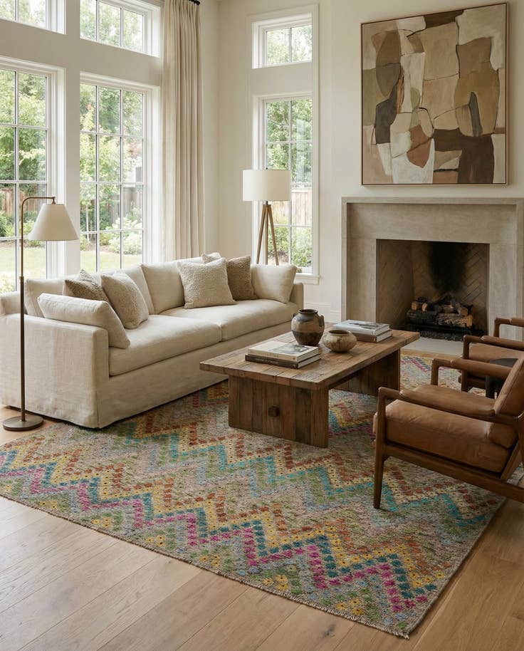 Detail image of 7' 3 x 9' 4 Hand Woven Kilim Modern Wool Rug