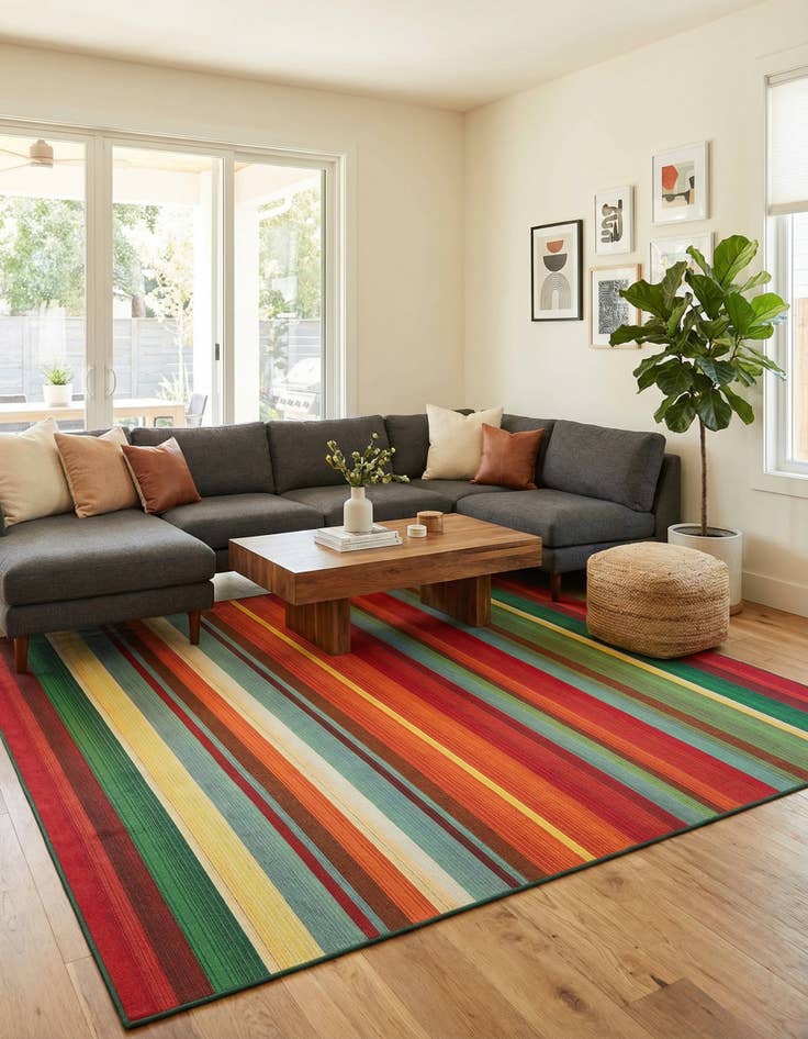 Detail image of  10' x 10'  Washable Modern Indoor / Outdoor Square Rug