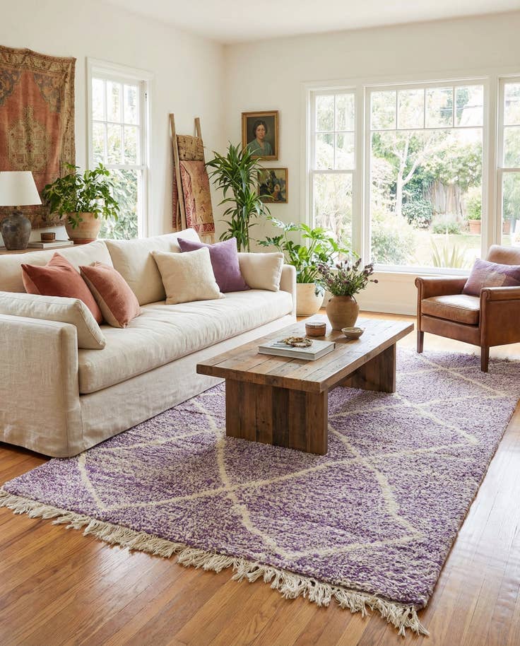 Detail image of 4' 10 x 8' 4 Hand Knotted Moroccan Wool Rug