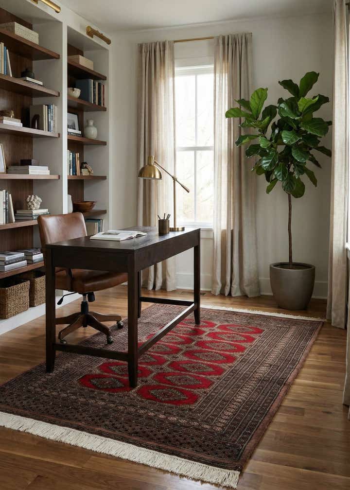 4' 3 x 6' 2 Hand Knotted Bokhara Oriental Wool Rug