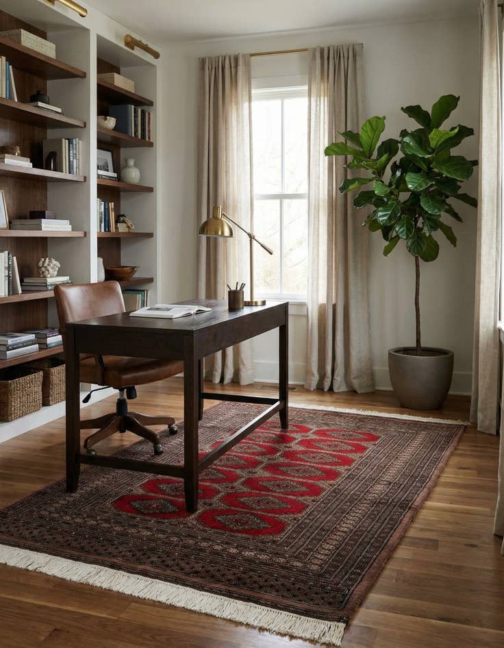 Detail image of 4' 3 x 6' 2 Hand Knotted Bokhara Oriental Wool Rug