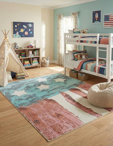 7' 10 x 10' American Flag Whimsy Kids Rug