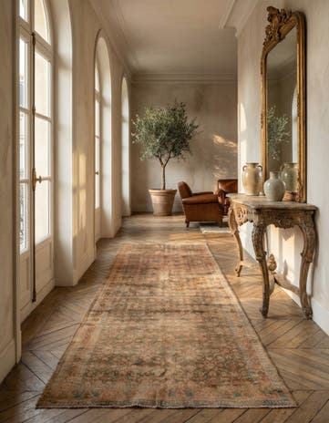 3' 6 x 9' 5 Hand Knotted Ultra Vintage Persian Wool Runner Rug