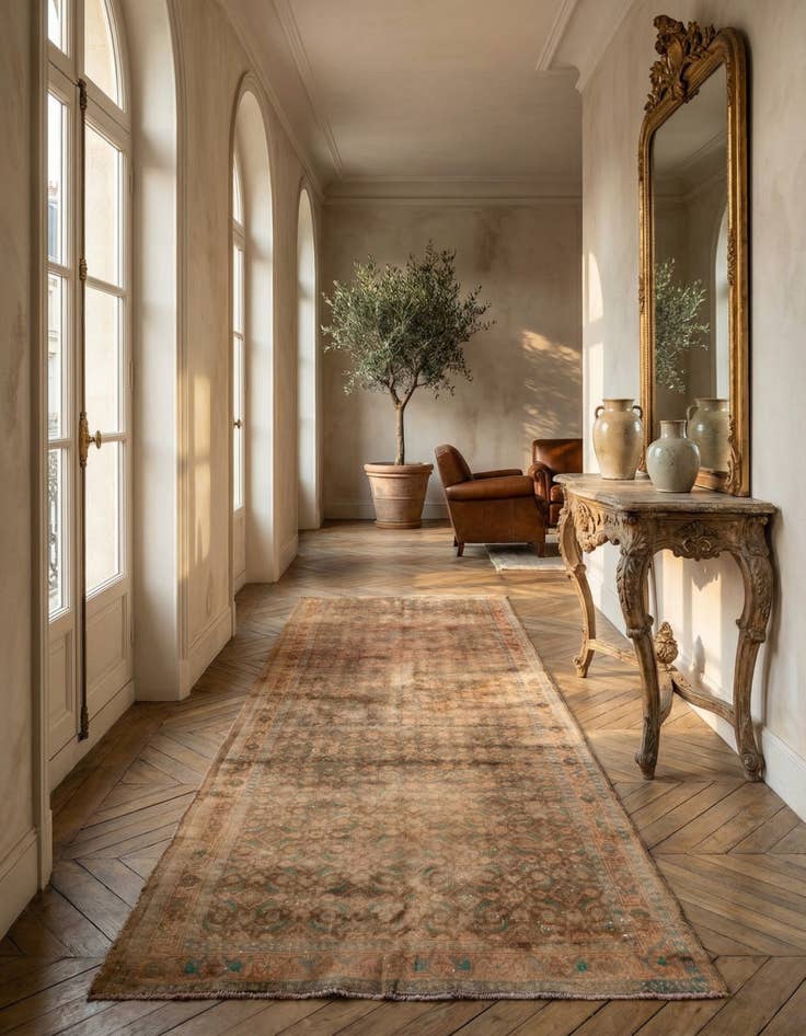 Detail image of 3' 6 x 9' 5  Hand Knotted Ultra Vintage Persian Wool Runner Rug