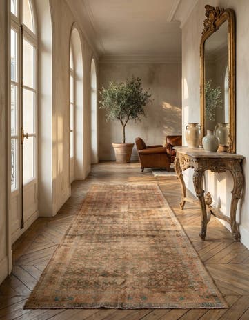 3' 6 x 9' 5 Hand Knotted Ultra Vintage Persian Wool Runner Rug