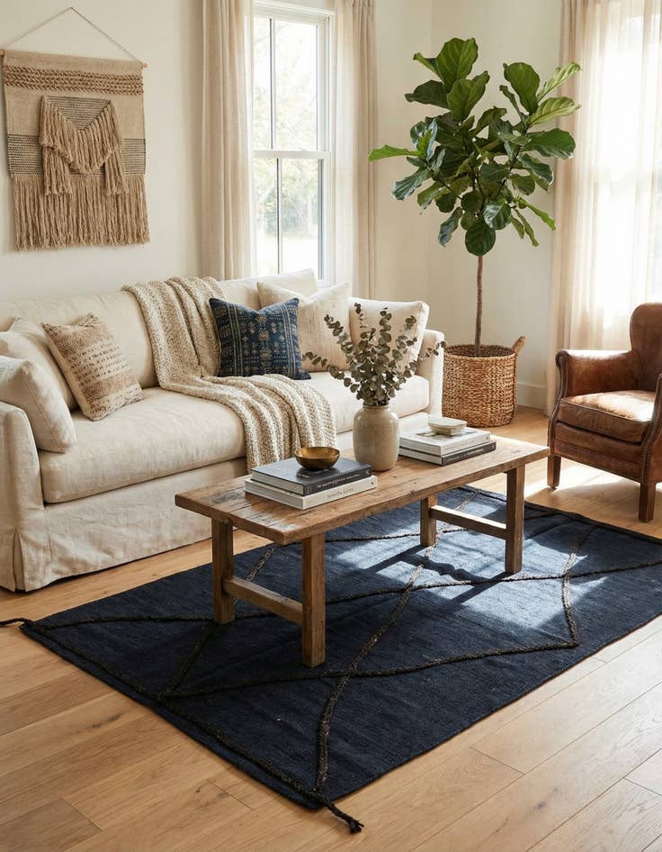 Detail image of 4' 2 x 6'  Hand Knotted Moroccan Wool Rug