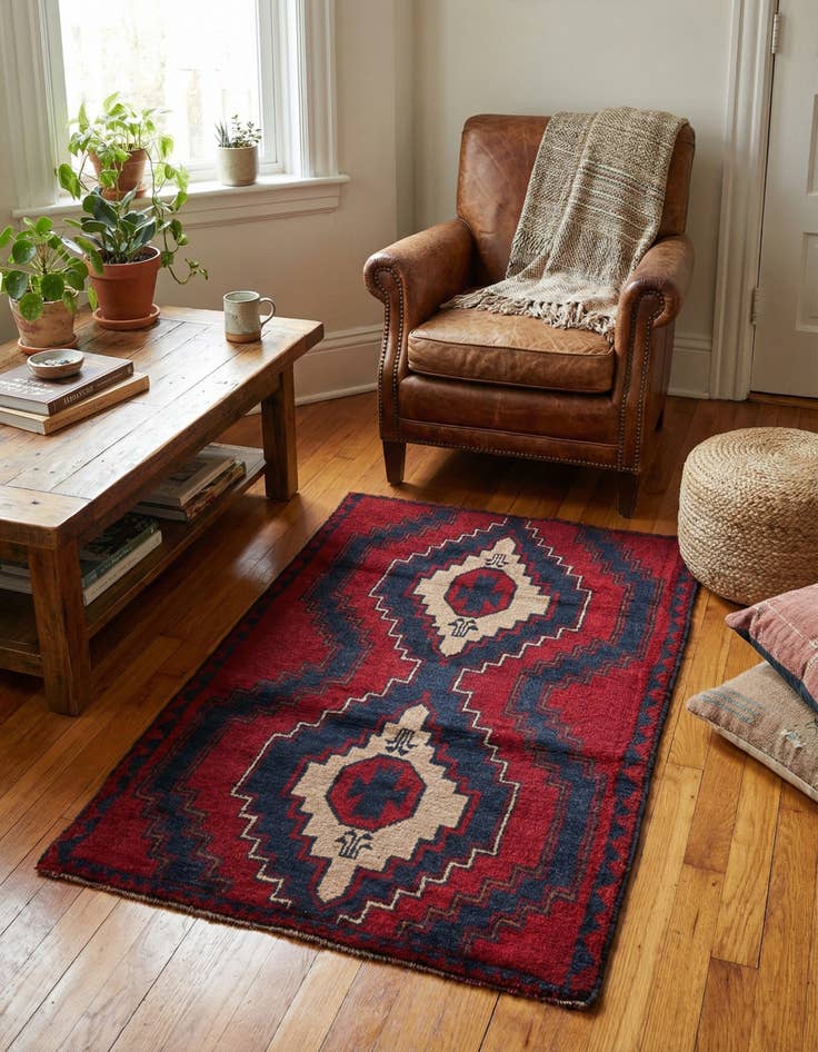 Detail image of 2' 10 x 4' 5  Hand Knotted Balouch Persian Wool Rug