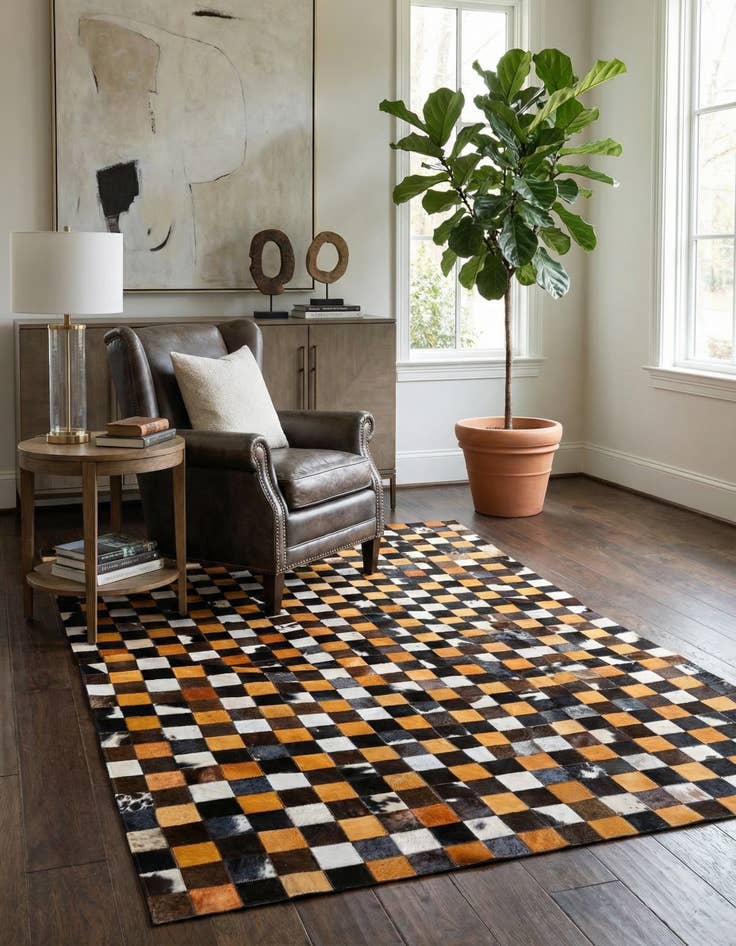 Detail image of 5' 2 x 8' Cowhide - Patchwork Rug