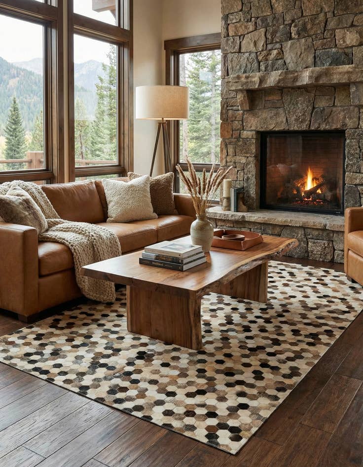 Detail image of  5' 1 x 8' Cowhide - Patchwork Rug