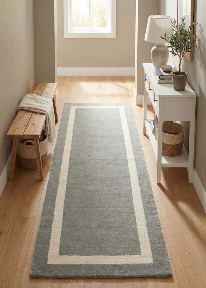 2' 7 x 8' Jill Zarin Border Wool Runner Rug