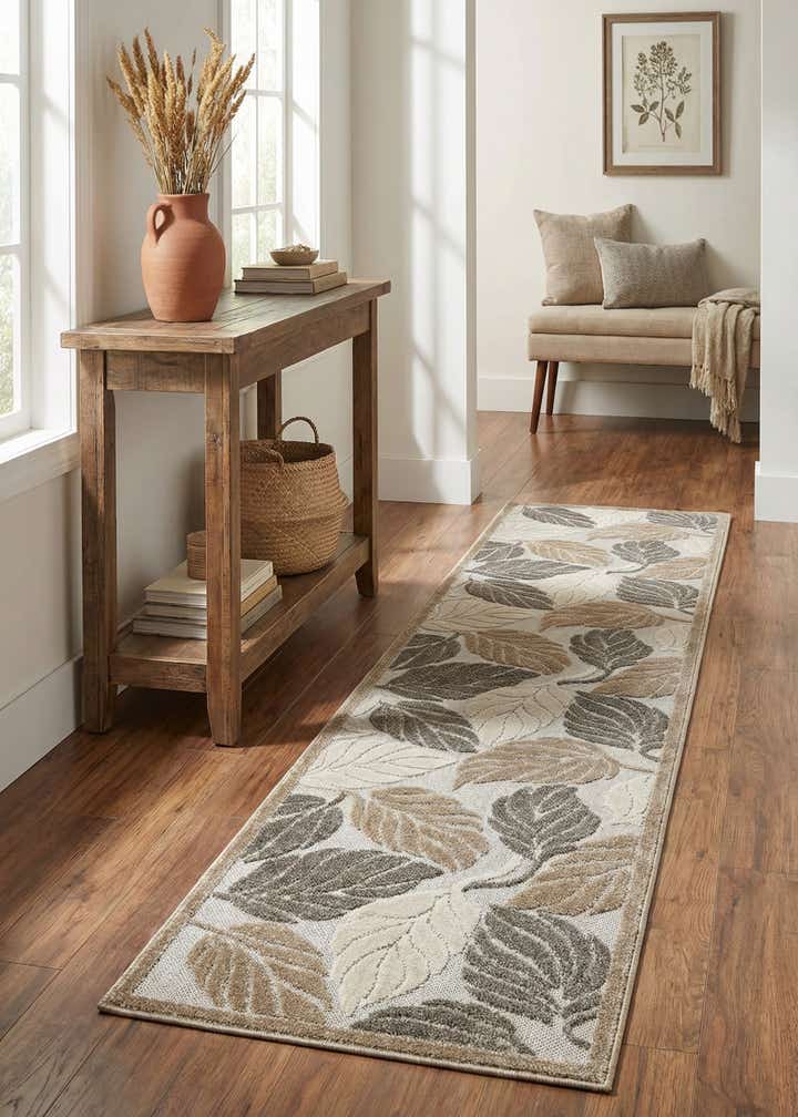 2' x 8' Easy-Clean Botanical Indoor / Outdoor Runner Rug