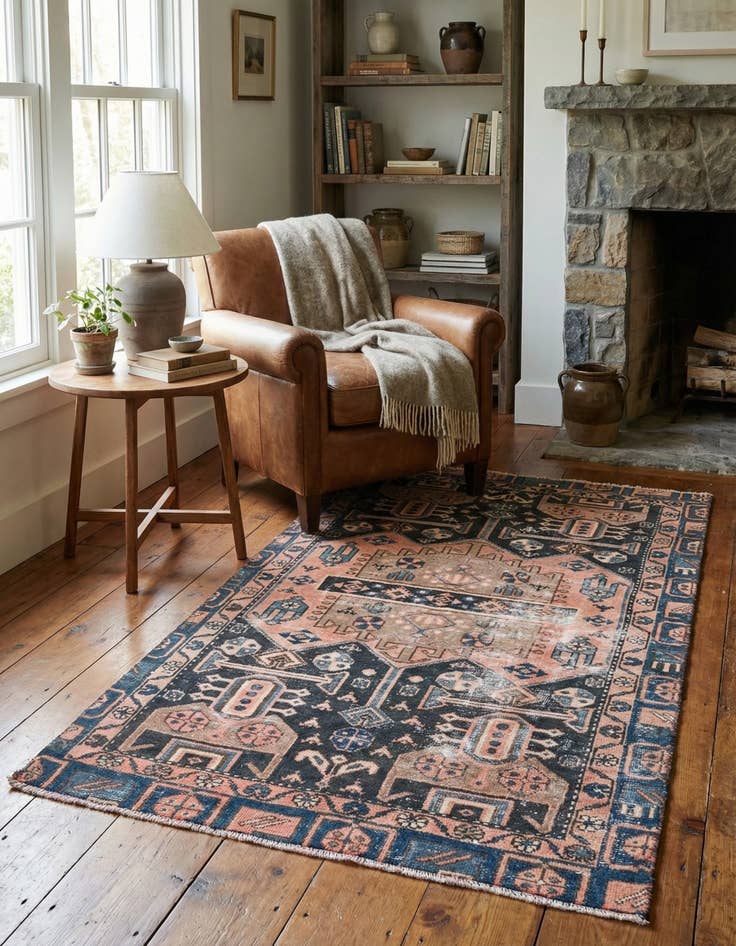 Detail image of 3' 8 x 6' 4  Hand Knotted Ultra Vintage Persian Wool Rug