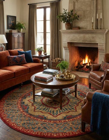 Navy Blue Amina Round Rug