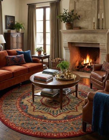Navy Blue Amina Round Rug