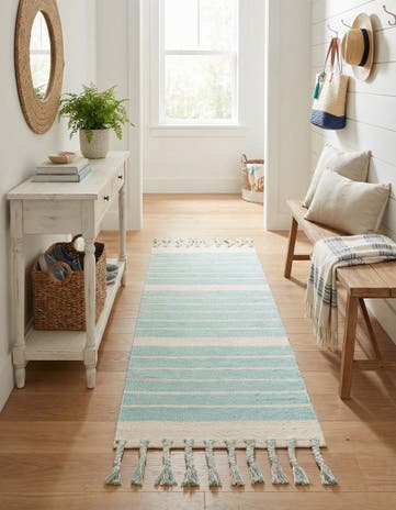 2' 2 x 6' 1 Hand Woven Chindi Cotton Runner Rug