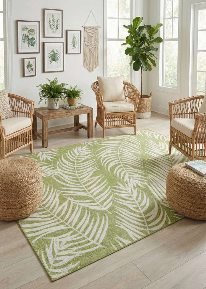 7' 10 x 11' Easy-Clean Botanical Indoor / Outdoor Rug