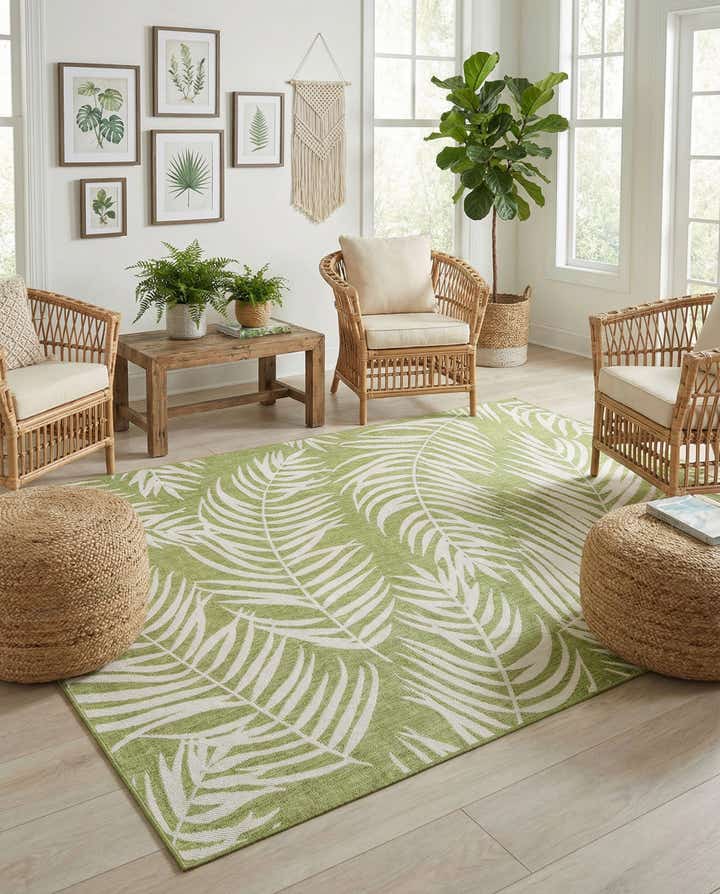7' 10 x 11' Easy-Clean Botanical Indoor / Outdoor Rug