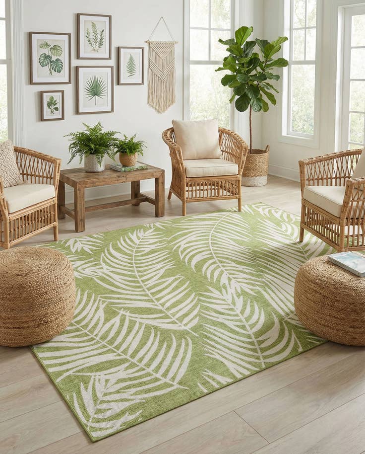 Detail image of 7' 10 x 11' Easy-Clean Botanical Indoor / Outdoor Rug