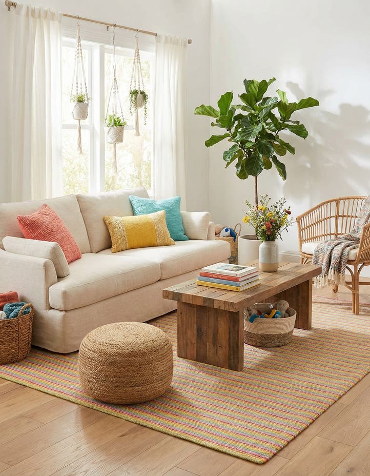 5' 1 x 8' Hand Woven Happy Rugs Happy Home W...