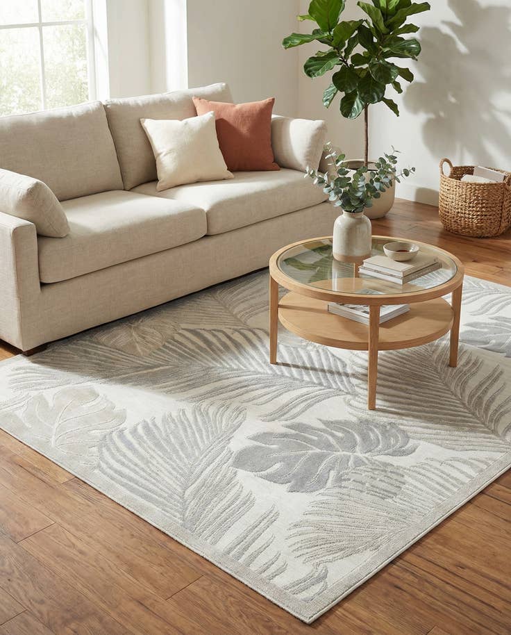 Detail image of 6' 4 x 9' Easy-Clean Botanical Indoor / Outdoor Rug