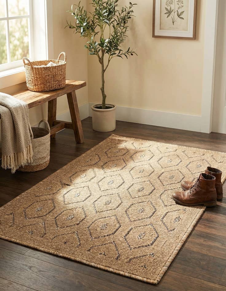 Detail image of 2' x 3'  Washable Trellis Textured Indoor / Outdoor Rug