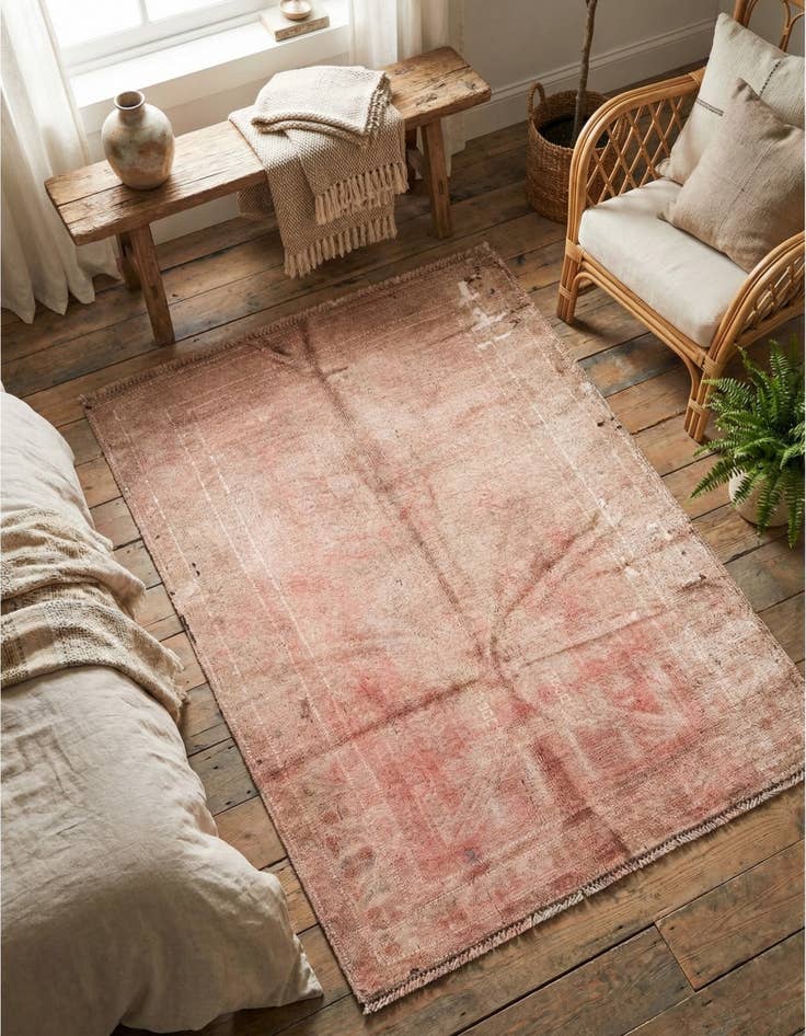 Detail image of  3' 2 x 4' 3  Hand Knotted Ultra Vintage Persian Wool Rug