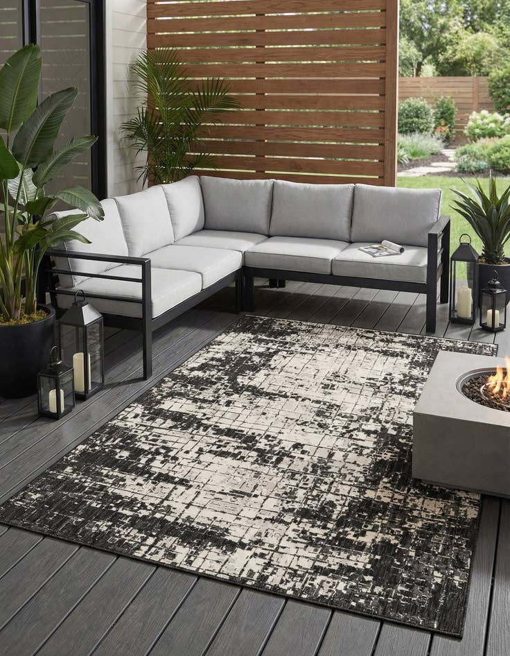 Detail image of 7' x 10' Easy-Clean Modern Indoor / Outdoor Rug