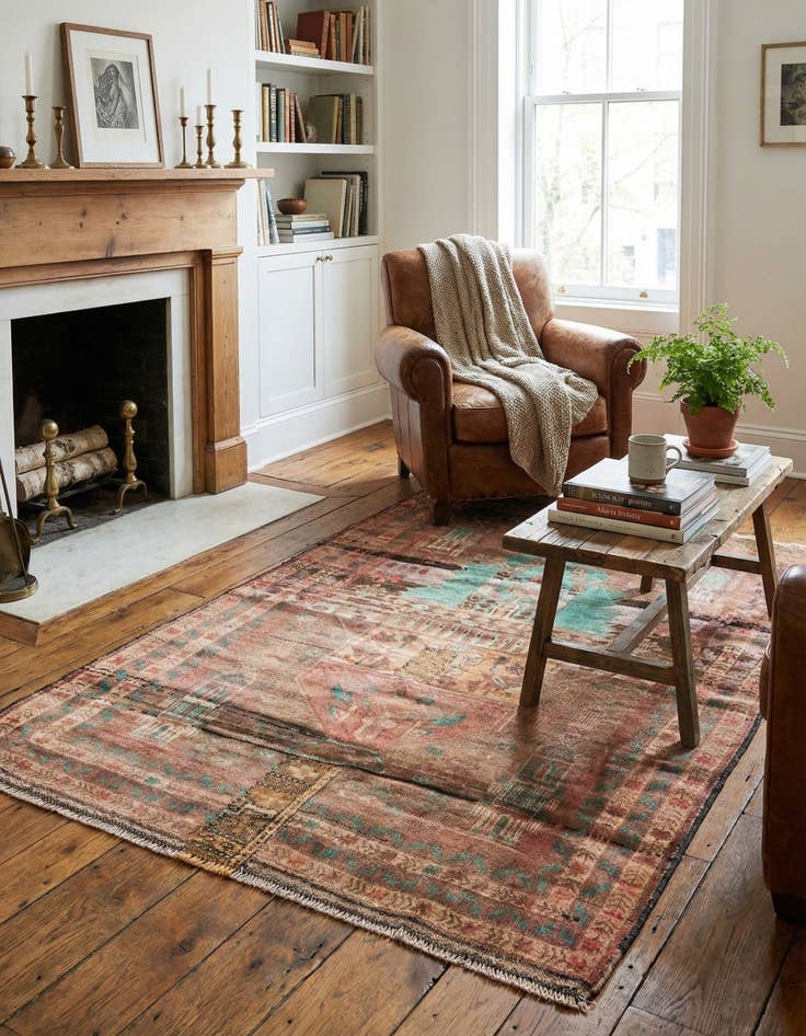 Detail image of 3' 8 x 5' 10  Hand Knotted Ultra Vintage Persian Wool Rug