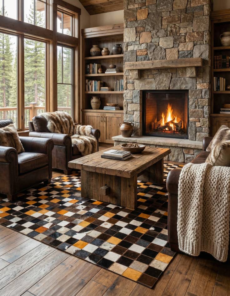 Detail image of 5' 1 x 8' 1 Cowhide - Patchwork Rug