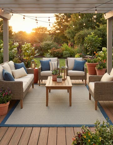 7' 10 x 10' Easy-Clean Border Indoor / Outdoor Rug