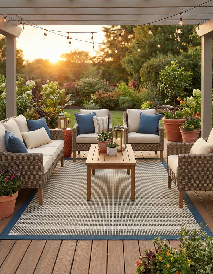 Detail image of 7' 10 x 10' Easy-Clean Border Indoor / Outdoor Rug