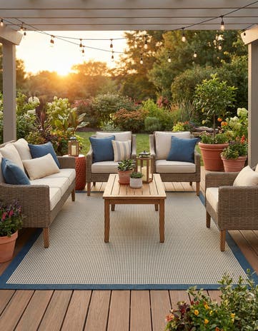 7' 10 x 10' Easy-Clean Border Indoor / Outdoor Rug