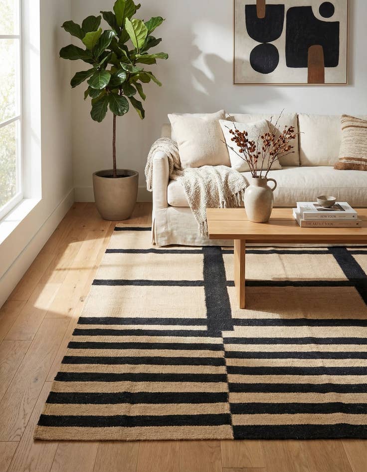 Detail image of 4' 1 x 5' 9  Hand Woven Kilim Modern Wool Rug