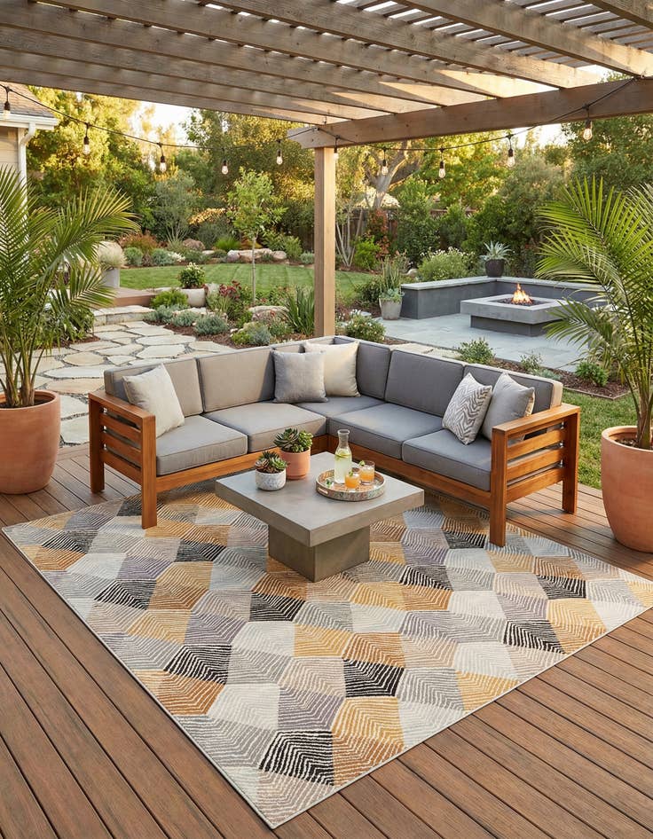 Detail image of 10' x 10'  Washable Modern Indoor / Outdoor Square Rug