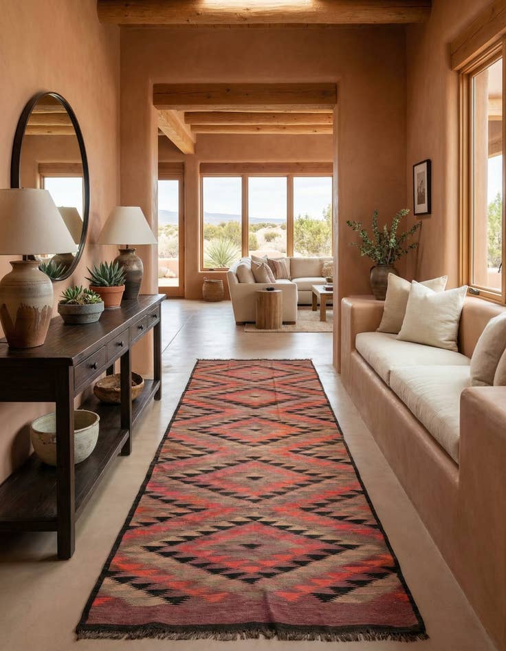 Detail image of 4' 8 x 13' 7  Hand Woven Kilim Fars Wool Runner Rug